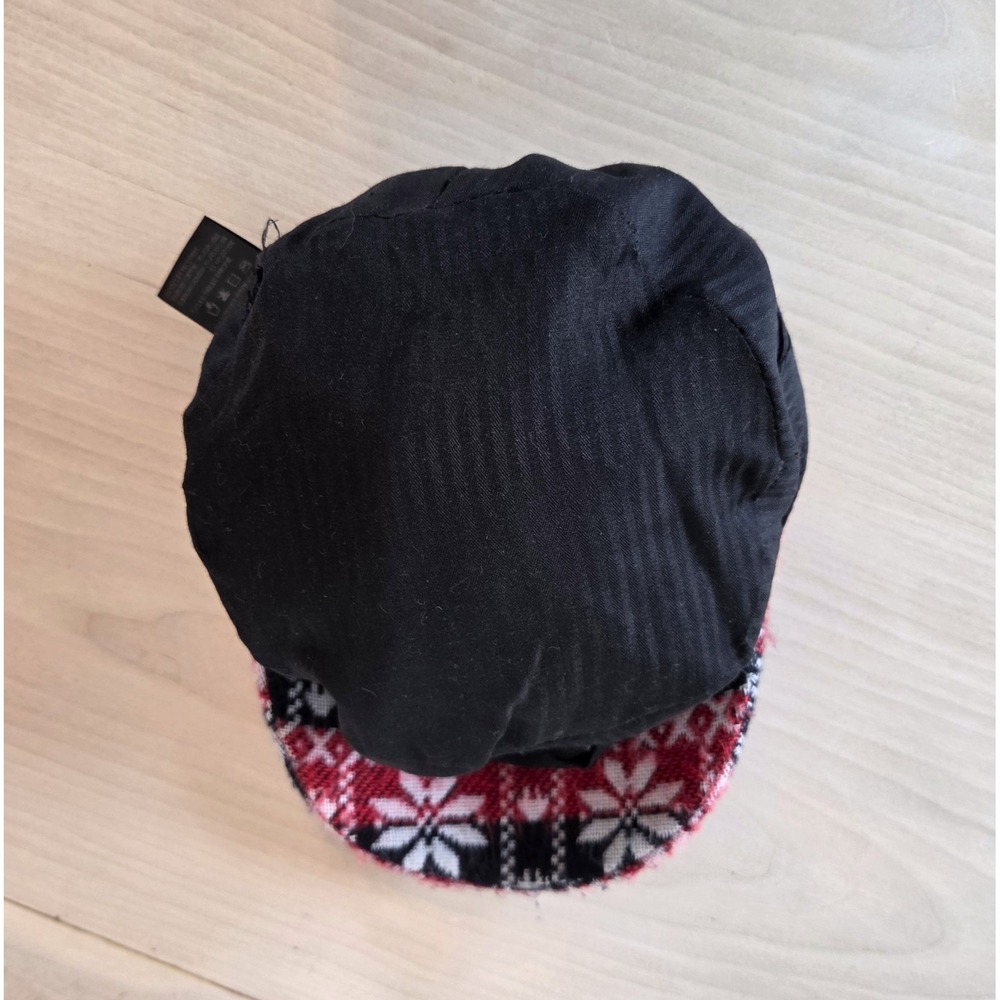 David & Young Fair Isle Knit Newsboy Hat Plaid Snowflake Winter Cap Brimmed - Picture 5 of 6